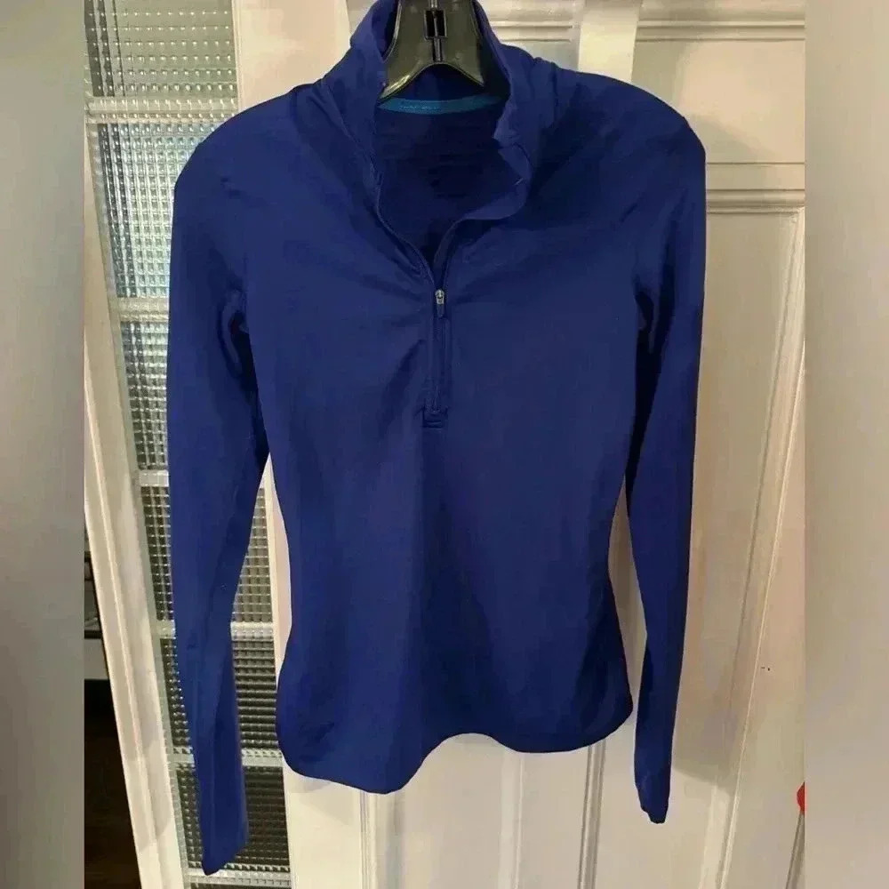 Nike Dri fit women’s performance zip up jacket blue with ribbed back size small